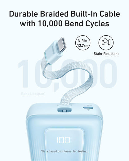 Anker Zolo Power Bank (10K, 30W) with a 5.4-inch (13.7 cm) built-in USB-C cable. - A-1 Thread Vault