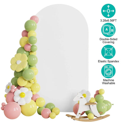 Arch Backdrop Stand Cover White Spandex Fitted Double-Sided Background Covering - A-1 Thread Vault