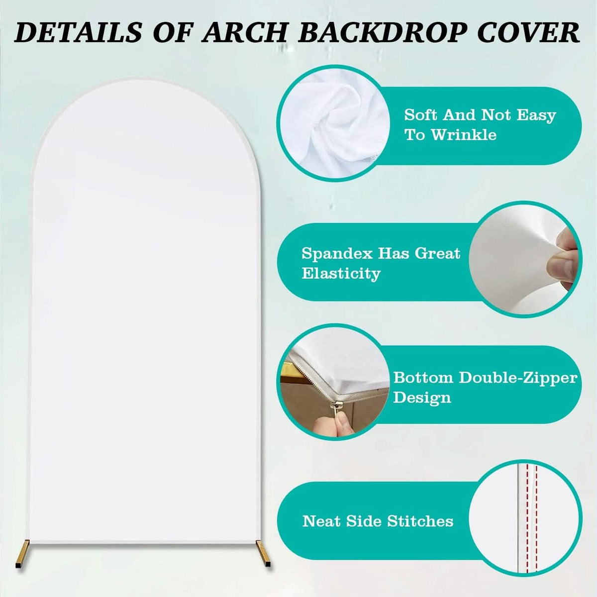 Arch Backdrop Stand Cover White Spandex Fitted Double-Sided Background Covering - A-1 Thread Vault