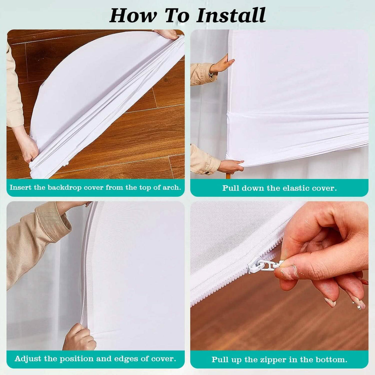 Arch Backdrop Stand Cover White Spandex Fitted Double-Sided Background Covering - A-1 Thread Vault