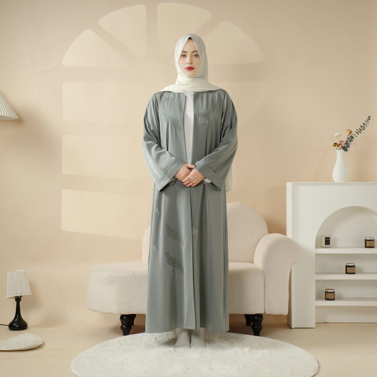 Archive Piece 3D Embroidery Abaya With Geometric Beads - MP004 (Size M Only) - A-1 Thread Vault