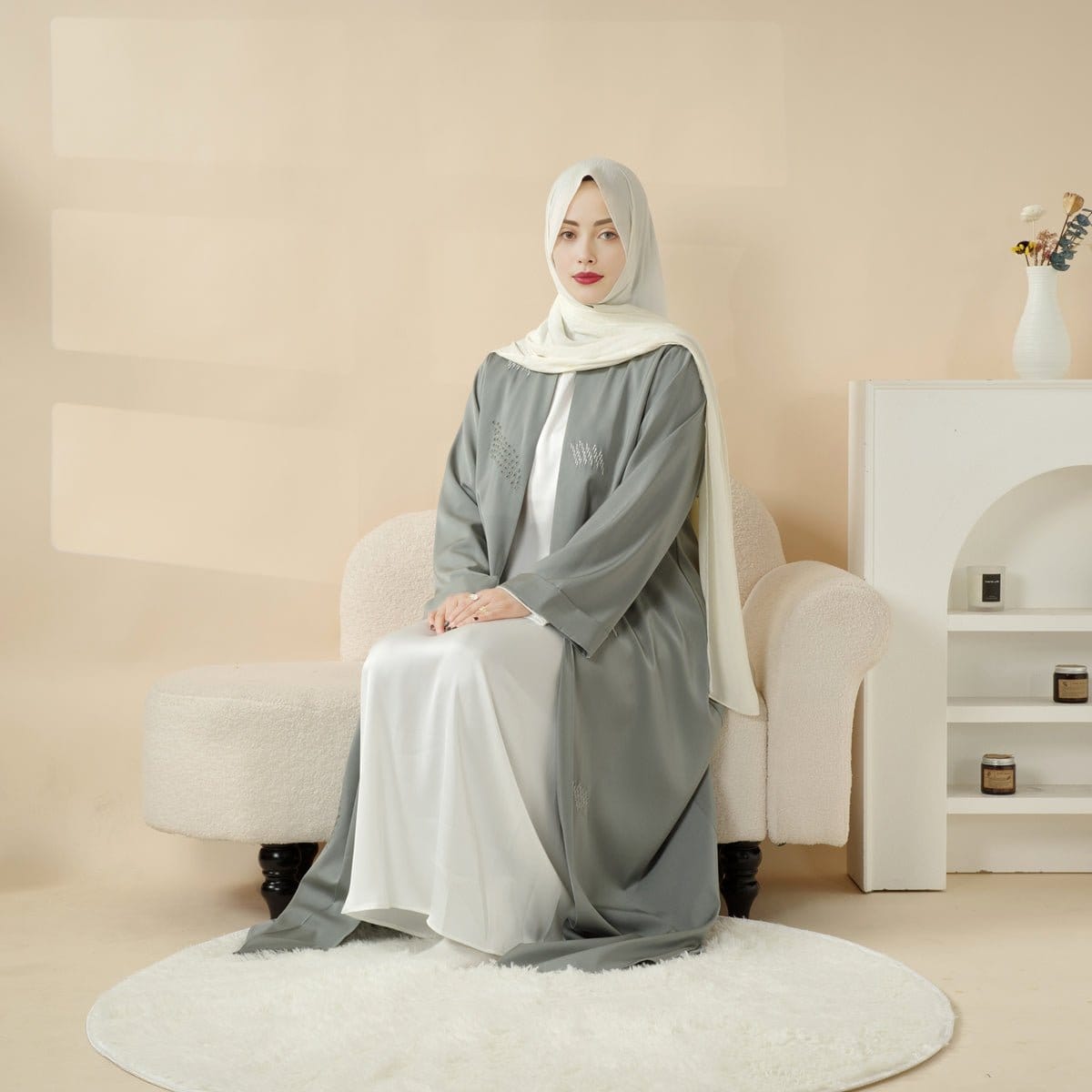 Archive Piece 3D Embroidery Abaya With Geometric Beads - MP004 (Size M Only) - A-1 Thread Vault