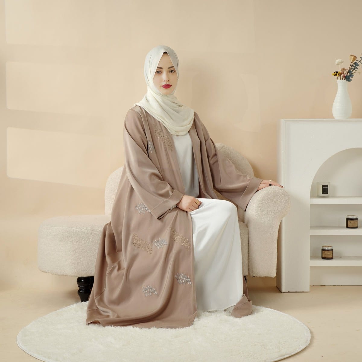 Archive Piece 3D Embroidery Abaya With Geometric Beads - MP004 (Size M Only) - A-1 Thread Vault
