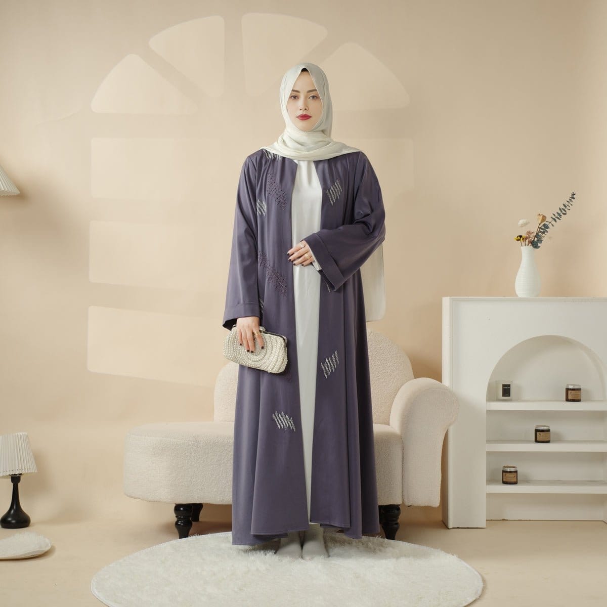 Archive Piece 3D Embroidery Abaya With Geometric Beads - MP004 (Size M Only) - A-1 Thread Vault