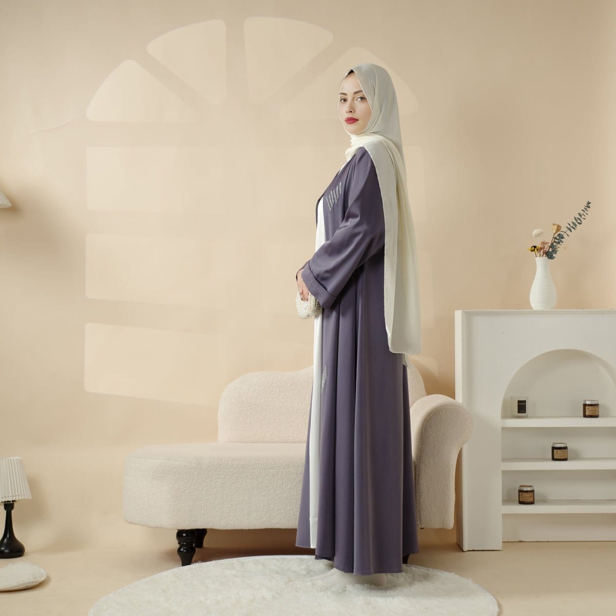 Archive Piece 3D Embroidery Abaya With Geometric Beads - MP004 (Size M Only) - A-1 Thread Vault
