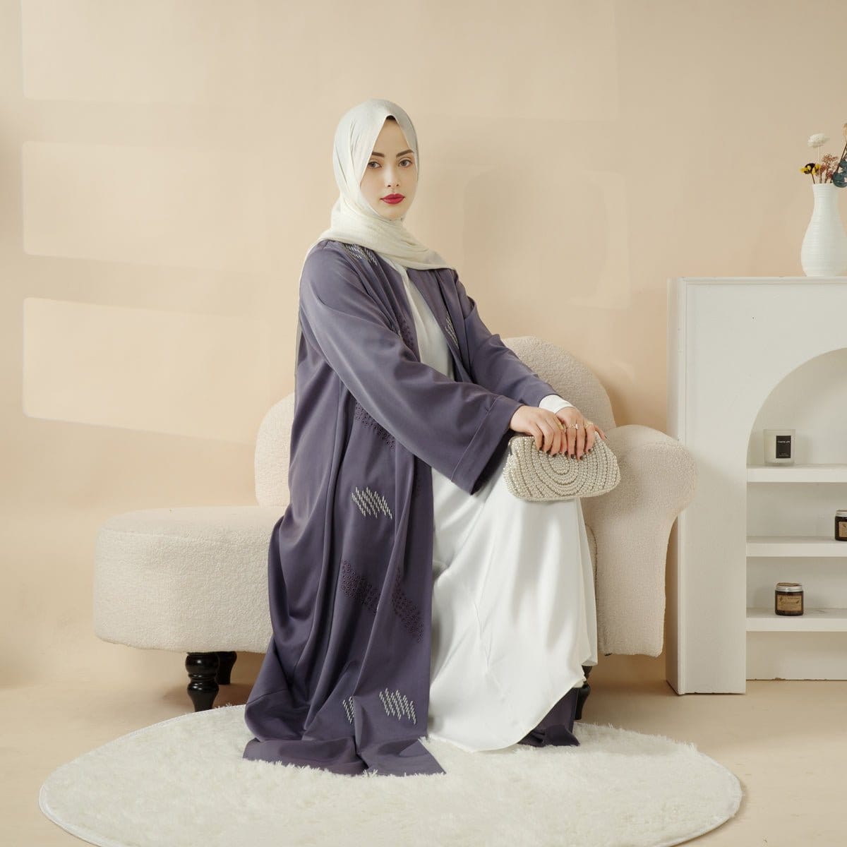 Archive Piece 3D Embroidery Abaya With Geometric Beads - MP004 (Size M Only) - A-1 Thread Vault