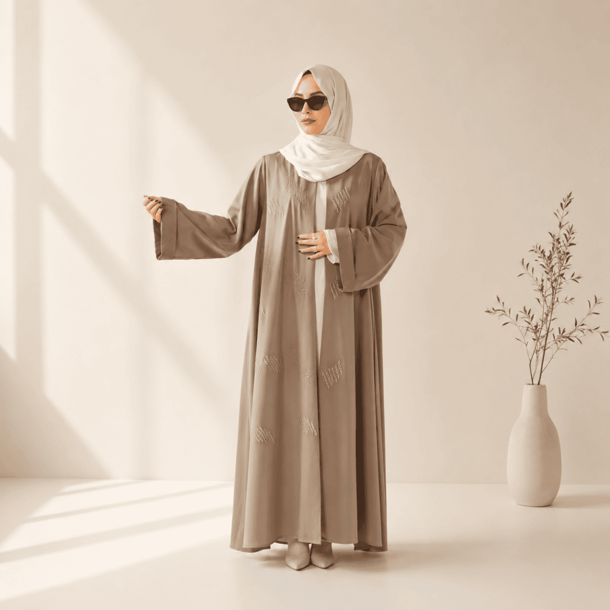 Archive Piece 3D Embroidery Abaya With Geometric Beads - MP004 (Size M Only) - A-1 Thread Vault
