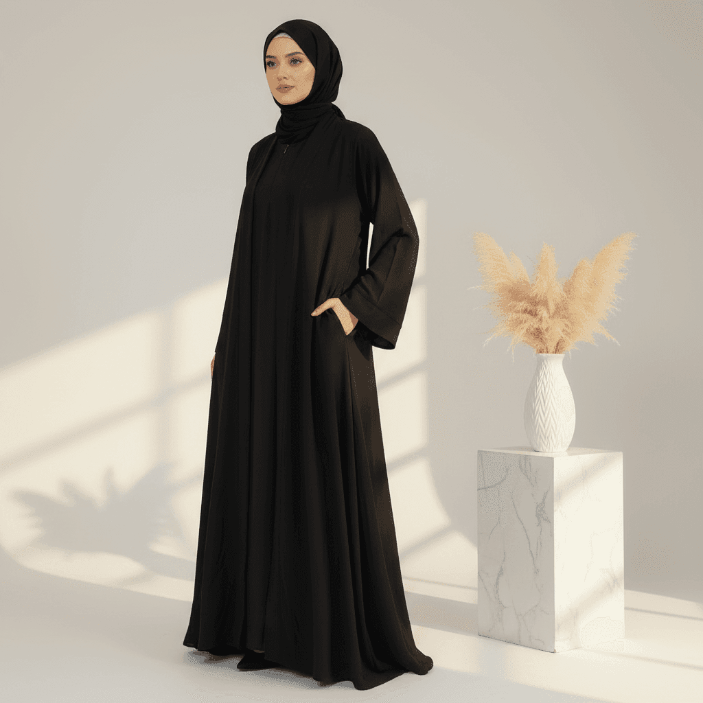 Archive Piece Ice Silk Crepe Open Abaya 2-Piece Set - MP014 (Size XXL Only) - A-1 Thread Vault