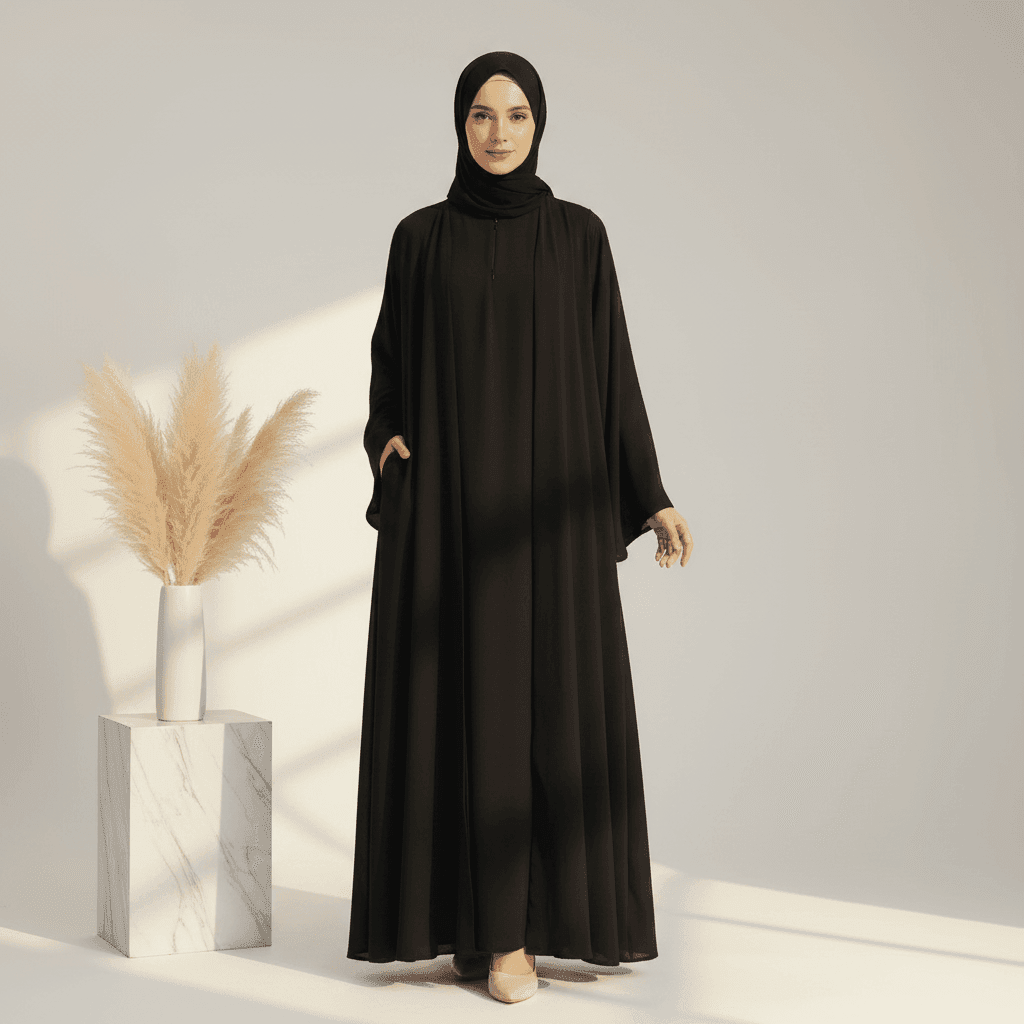 Archive Piece Ice Silk Crepe Open Abaya 2-Piece Set - MP014 (Size XXL Only) - A-1 Thread Vault