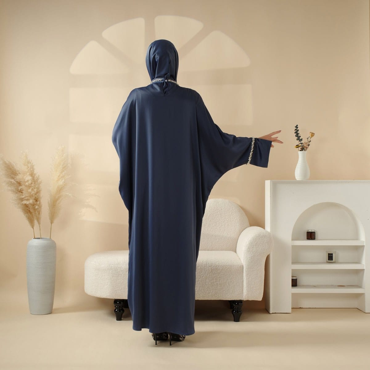 Archive Piece Kaftan Batwing Sleeve Luxury Satin Diamond Abaya 2-Piece Set - MP008 (Size S Only) - A-1 Thread Vault