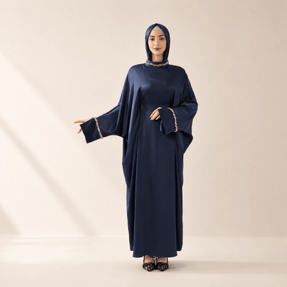 Archive Piece Kaftan Batwing Sleeve Luxury Satin Diamond Abaya 2-Piece Set - MP008 (Size S Only) - A-1 Thread Vault