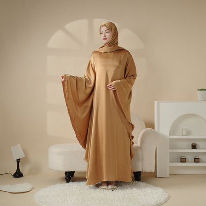 Archive Piece Luxury Satin Floaty Kaftan Abaya With Matching Hijab - MP007 (Size M Only) - A-1 Thread Vault