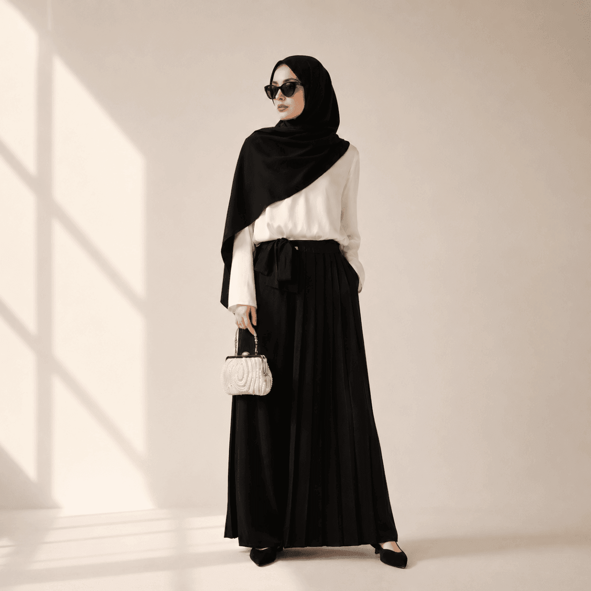 Archive Piece Pleated Overskirt, Wide-Cut Pants Set - MP012 (Size M Only) - A-1 Thread Vault