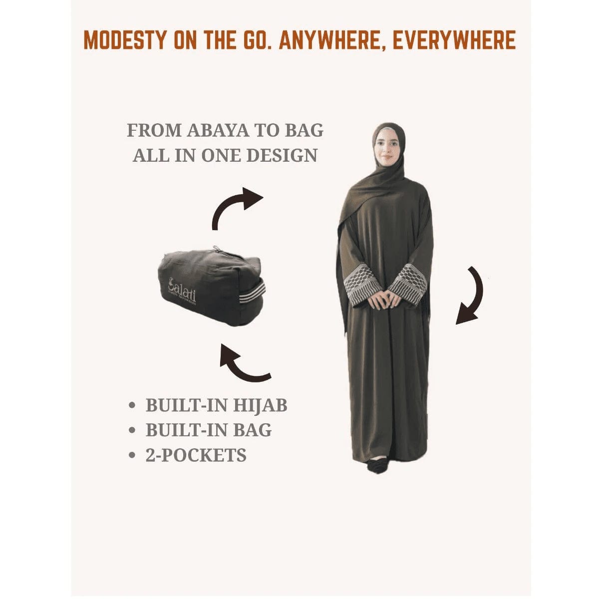 Archive Piece Portable Pocket Headscarf Dress Abaya - MP042 (Size Free Size Only) - A-1 Thread Vault