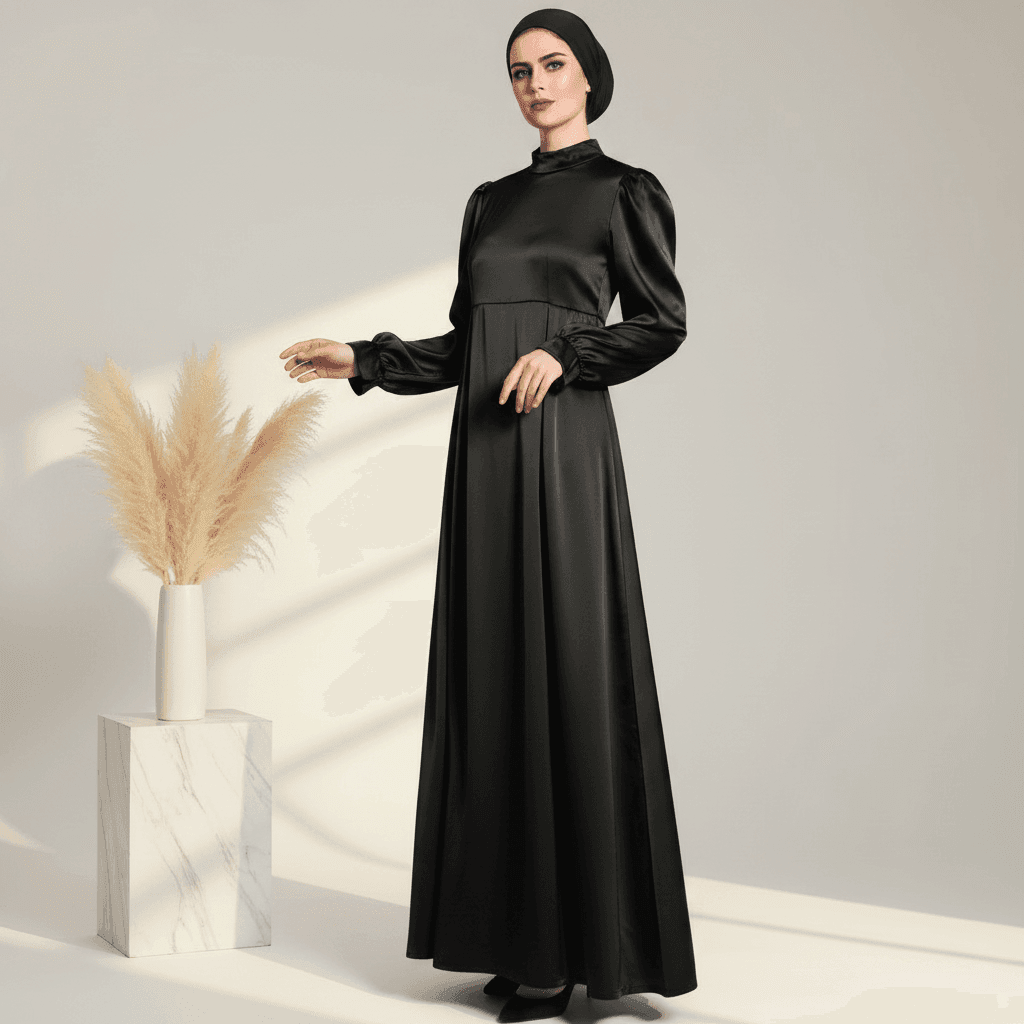 Archive Piece Satin Lantern Sleeve Maxi Dress - MP017 (Size S Only) - A-1 Thread Vault