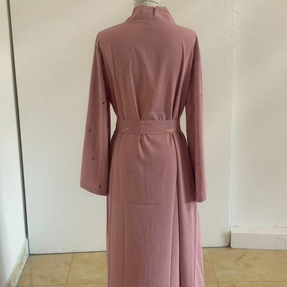 Archive Piece Tulip Embroidered Nida Abaya 4-Piece Set - MP024 (Size M Only) - A-1 Thread Vault