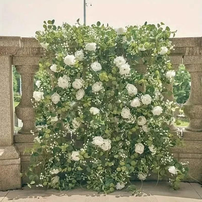 Artificial Eucalyptus Garland With Fake Roses & Gypsophila, Faux Floral Greenery - A-1 Thread Vault
