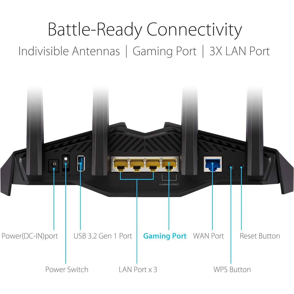 ASUS RT-AX82U AX5400 Dual-Band WiFi 6 Gaming Router, Game Acceleration, Mesh Support, Dedicated Port, Mobile Boost, MU-MIMO, Aura RGB (Refurbished) - A-1 Thread Vault