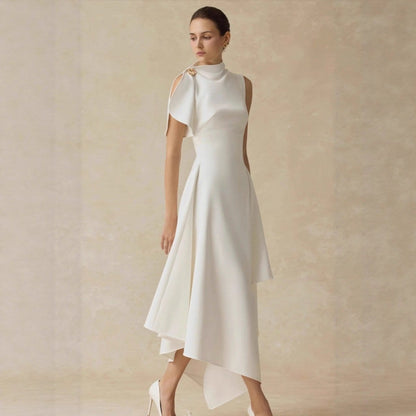 Asymmetric Draped Shoulder Hi-Lo Formal Dress(MS416) - A-1 Thread Vault