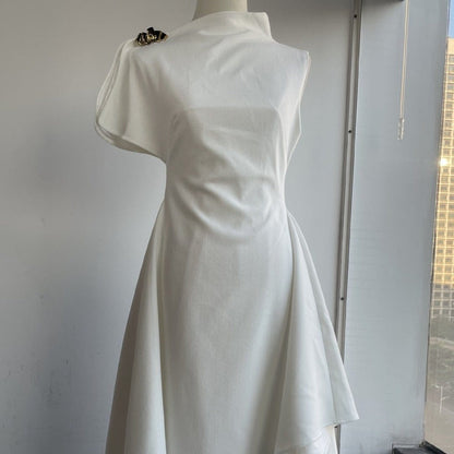 Asymmetric Draped Shoulder Hi-Lo Formal Dress(MS416) - A-1 Thread Vault