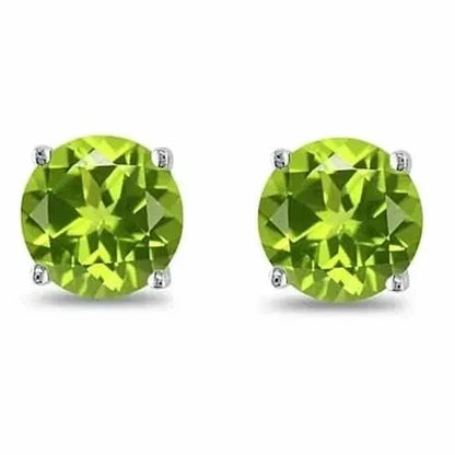 August Birthstone Peridot 925 Sterling Silver Round Cz Stud Earring - A-1 Thread Vault