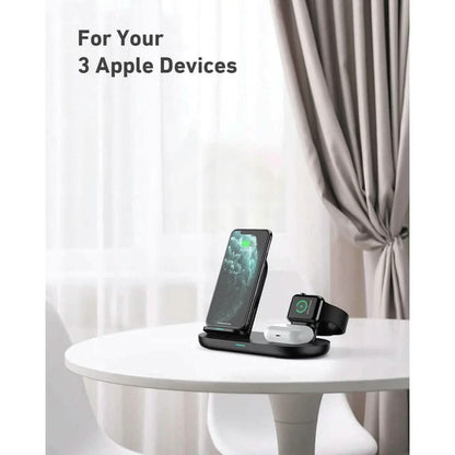 AUKEY 3-in-1 Wireless Charger Black - A-1 Thread Vault