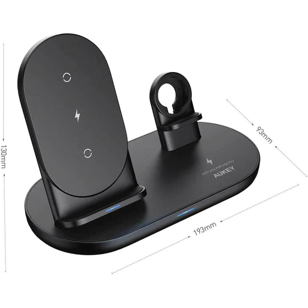 AUKEY 3-in-1 Wireless Charger Black - A-1 Thread Vault