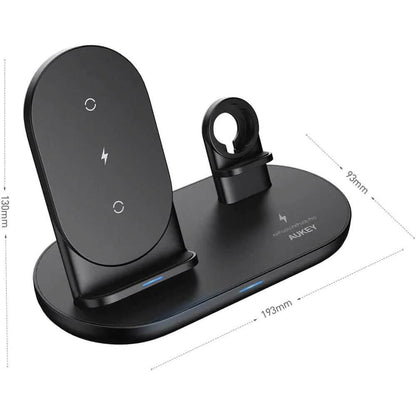 AUKEY 3-in-1 Wireless Charger Black - A-1 Thread Vault