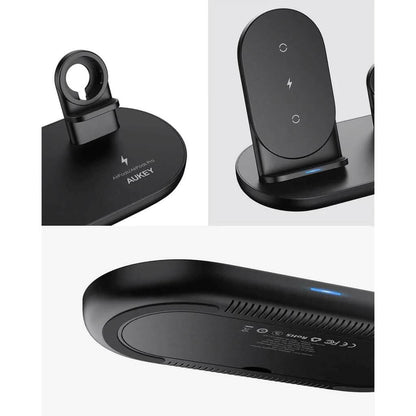 AUKEY 3-in-1 Wireless Charger Black - A-1 Thread Vault