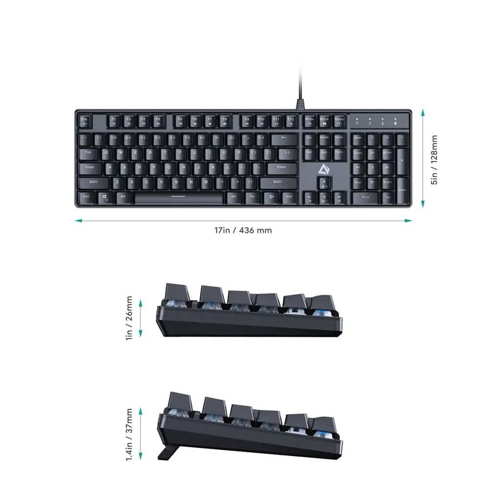 AUKEY KMG16 Mechanical Keyboard Blue Switches 104key - A-1 Thread Vault
