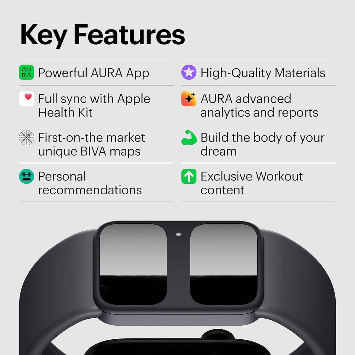 AURA Strap 2 Compatible w Apple Watch (45/49 mm (44/42mm), Coal Black) (Refurbished) - A-1 Thread Vault