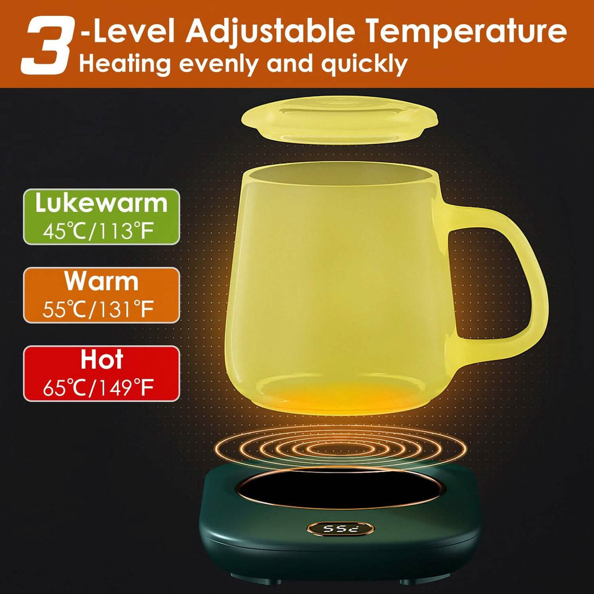 Auto Shut Off USB Coffee Mug Heating Plate with 3 Temperature Setting - A-1 Thread Vault