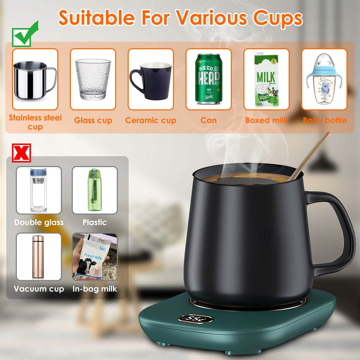 Auto Shut Off USB Coffee Mug Heating Plate with 3 Temperature Setting - A-1 Thread Vault