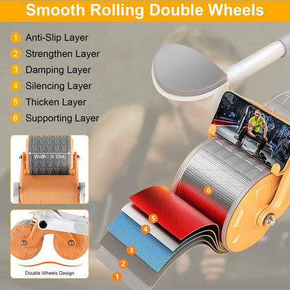Automatic Rebound Abdominal Wheel Roller for Core Strength with Timer Kneel Pad - A-1 Thread Vault