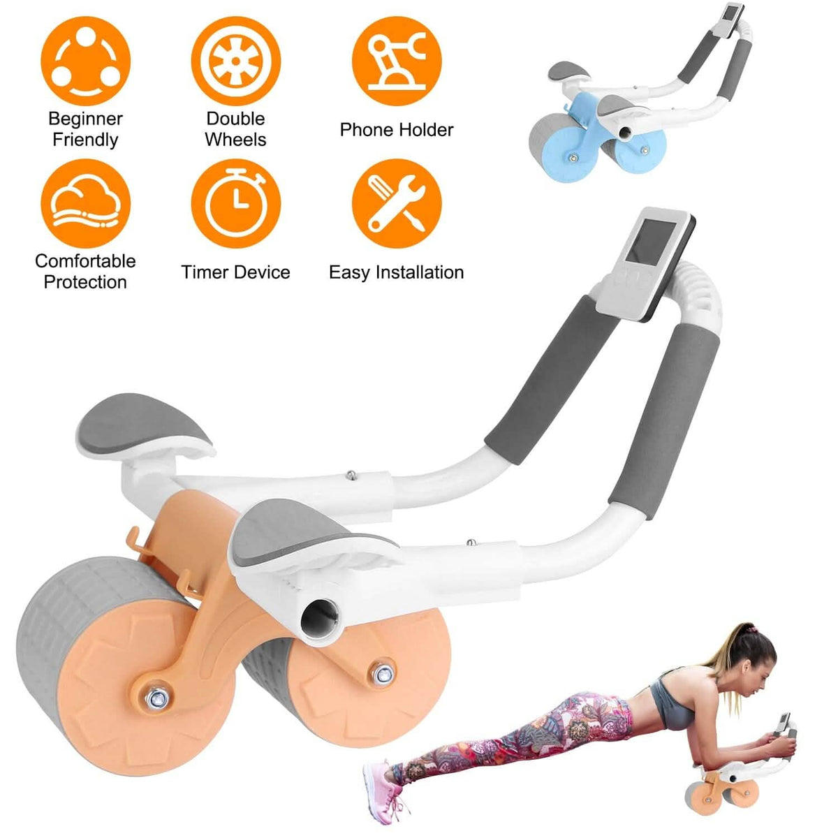 Automatic Rebound Abdominal Wheel Roller for Core Strength with Timer Kneel Pad - A-1 Thread Vault