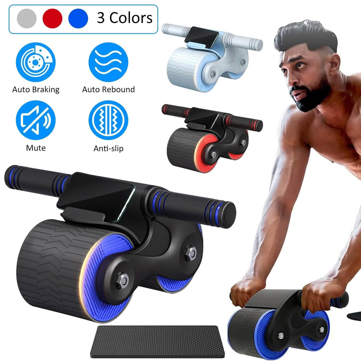 Automatic Rebound Anti-Slip AB Roller Wheel with Knee Pad Holder - A-1 Thread Vault
