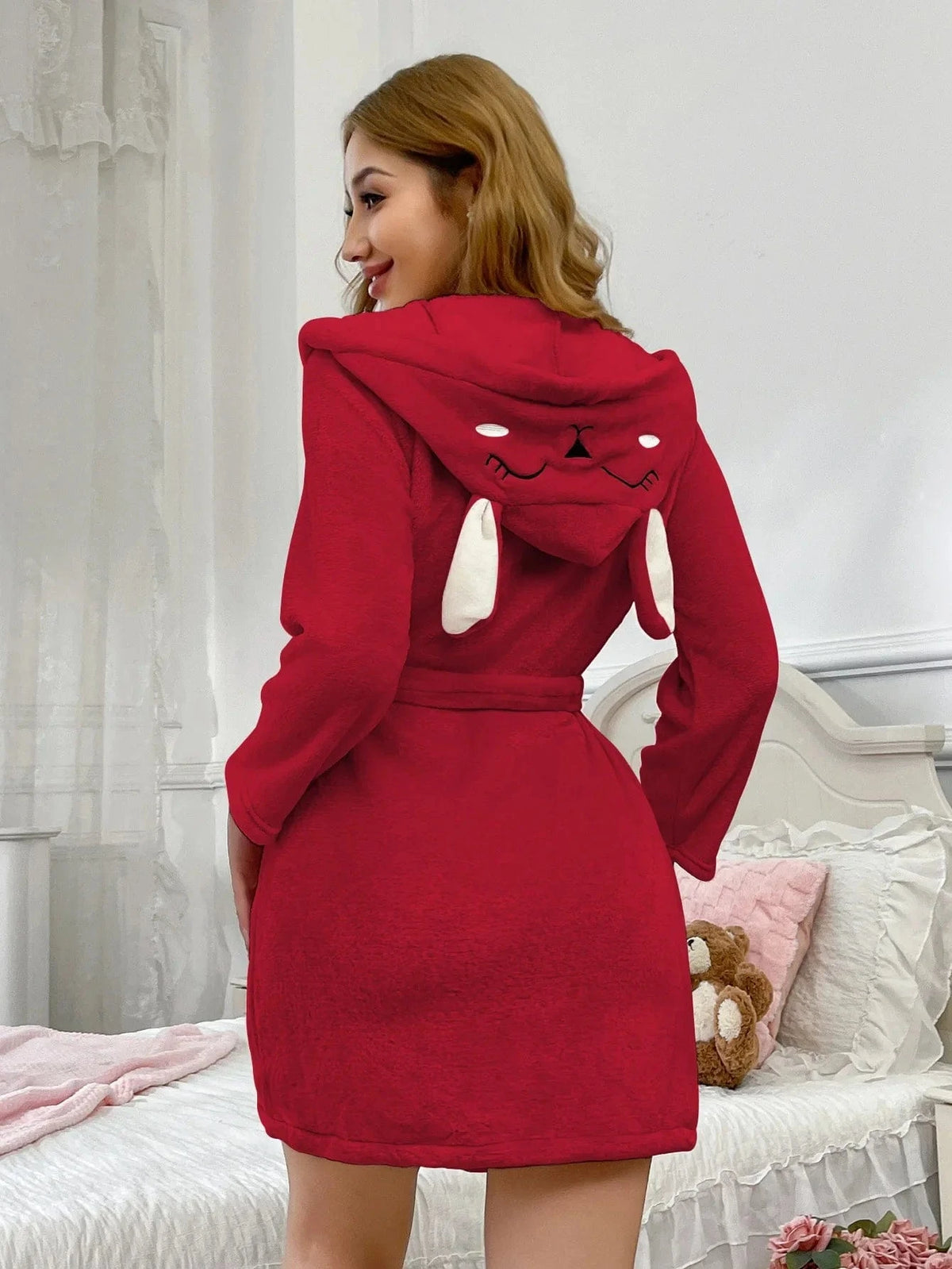 autumn Winter Women Bath Robe Fluffy Plush Pyjamas Ladies Sexy Hooded Dressing Solid Color Gown Warm Bathrobe Female loungewear - A-1 Thread Vault