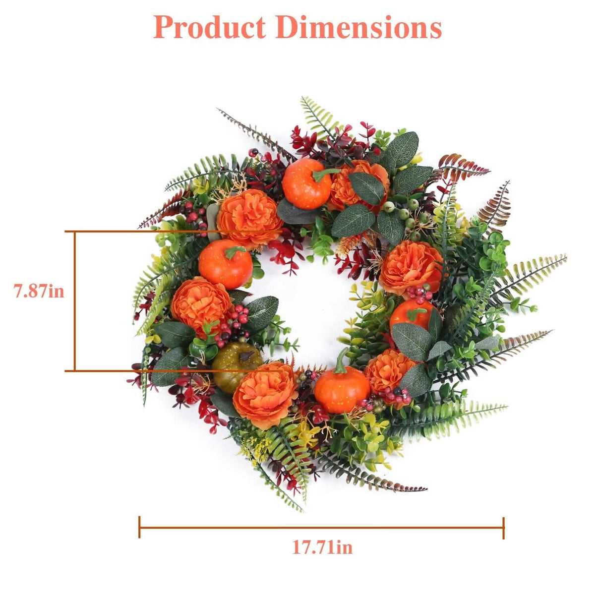 Autumn Wreath with Pumpkin Mixed Leaves Berries Flower Fall - A-1 Thread Vault