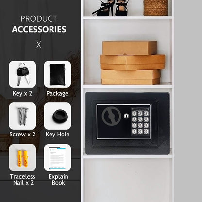 Fireproof Digital Home Safe with Keypad, Sensor Light & Money Bag-Silver - A-1 Thread Vault