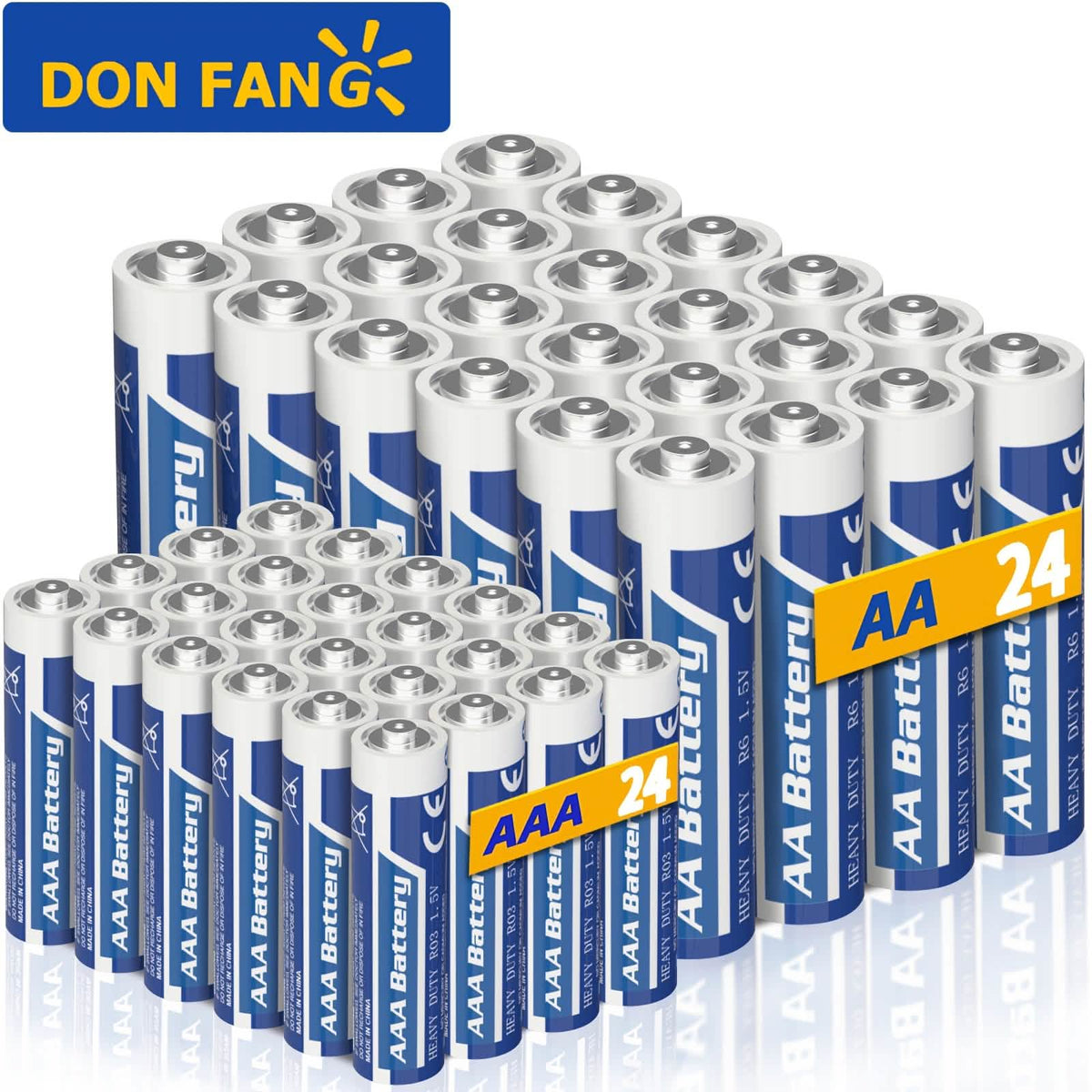 48-Pack: AA + AAA Carbon Battery Combo – 1.5V, Non-Rechargeable - A-1 Thread Vault