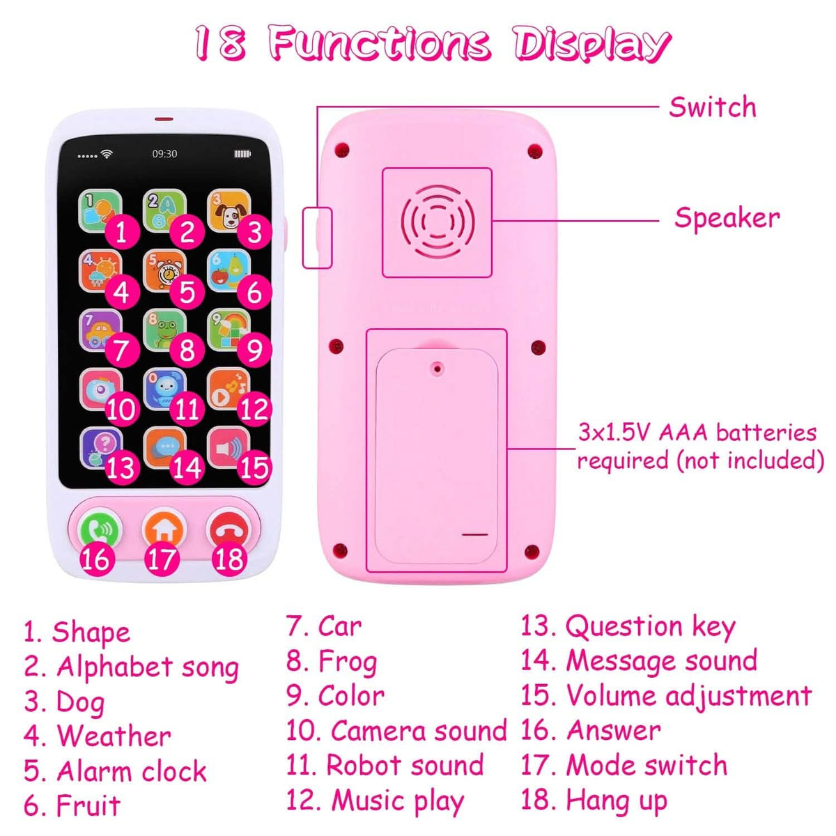 Baby Infant Interactive Educational Phone with Music Light - A-1 Thread Vault