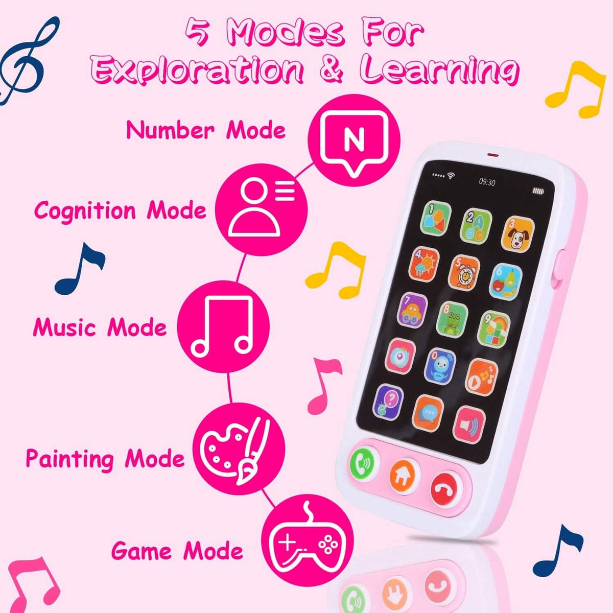 Baby Infant Interactive Educational Phone with Music Light - A-1 Thread Vault