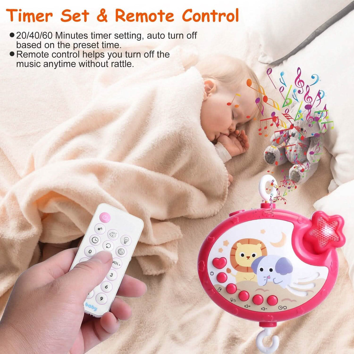 Baby Musical Crib Bed Bell Rotating Mobile Star Projection - A-1 Thread Vault