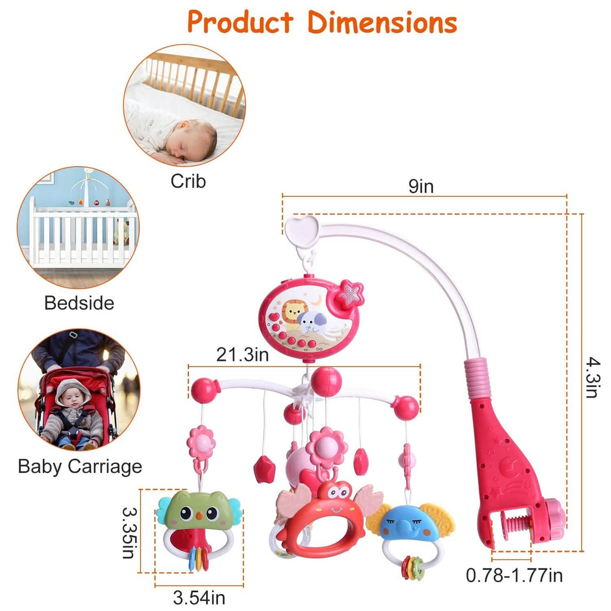 Baby Musical Crib Bed Bell Rotating Mobile Star Projection - A-1 Thread Vault
