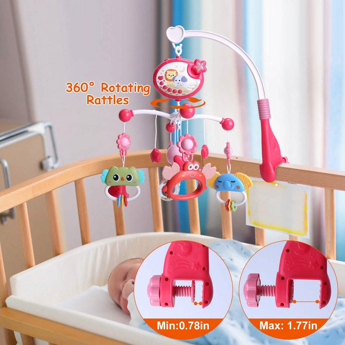 Baby Musical Crib Bed Bell Rotating Mobile Star Projection - A-1 Thread Vault