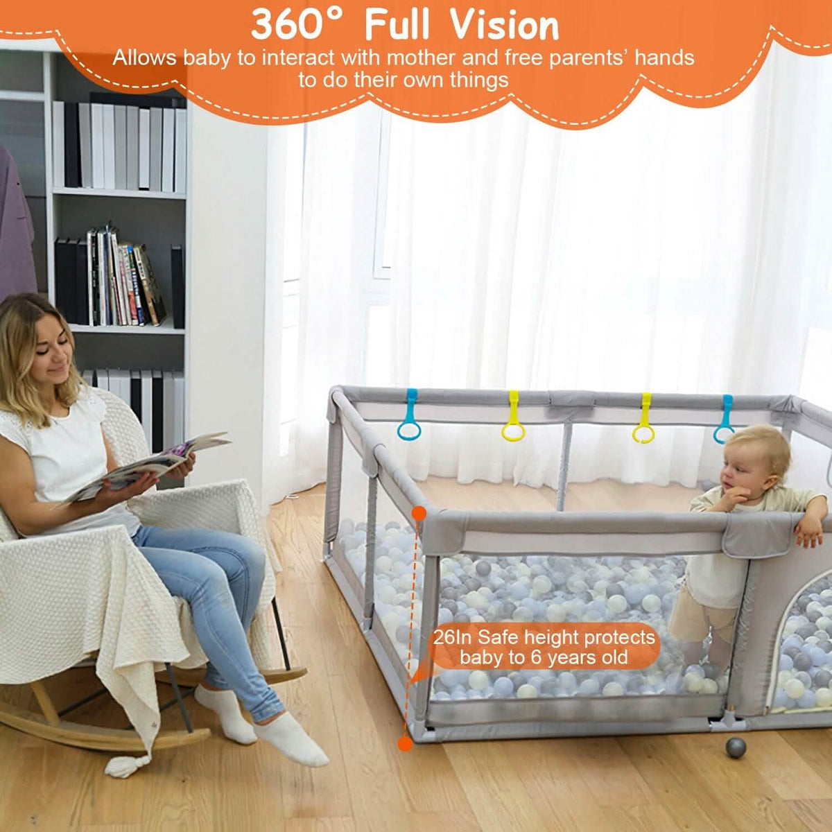Baby Playpen with Anti-Suction Base Zipper Door - A-1 Thread Vault