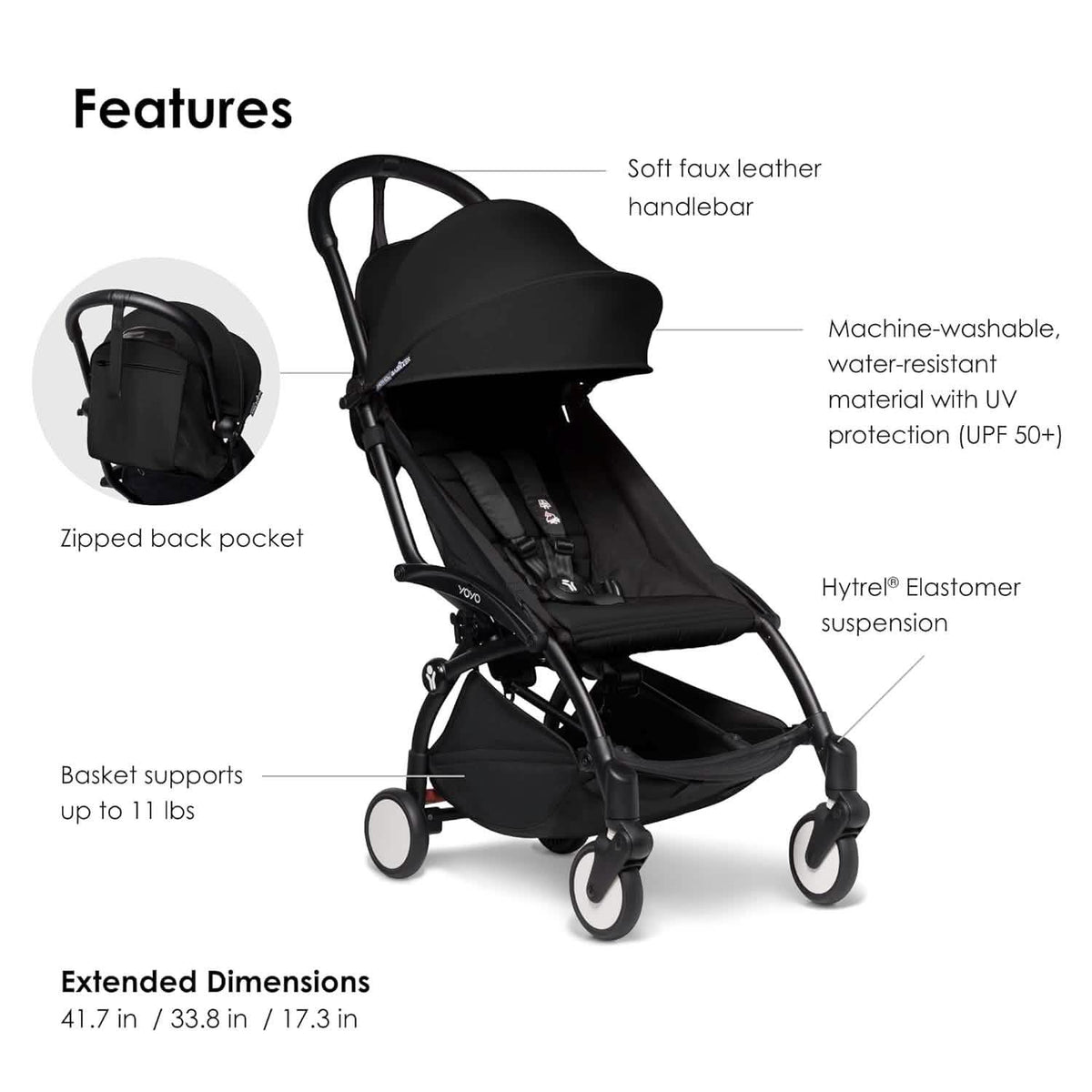 BABYZEN YOYO2 Stroller Lightweight & Compact - Black (Refurbished) - A-1 Thread Vault