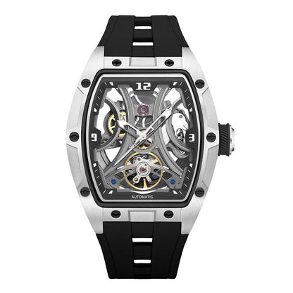 Barrel-shaped Watch With A Steel Case Full Skeleton Automatic Movement - A-1 Thread Vault