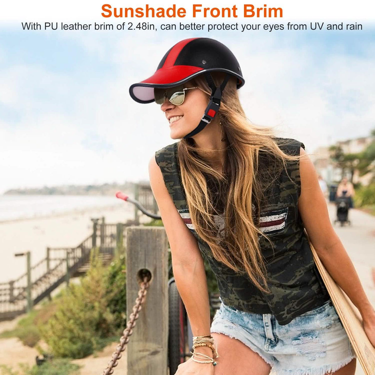 Baseball Cap Anti-UV Cycling Motorcycle Hat Leather Helmet - A-1 Thread Vault