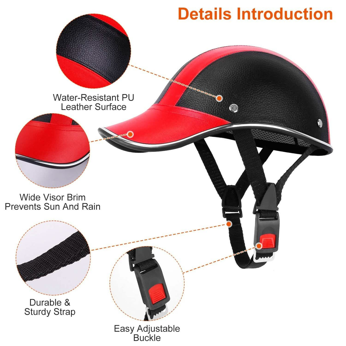 Baseball Cap Anti-UV Cycling Motorcycle Hat Leather Helmet - A-1 Thread Vault